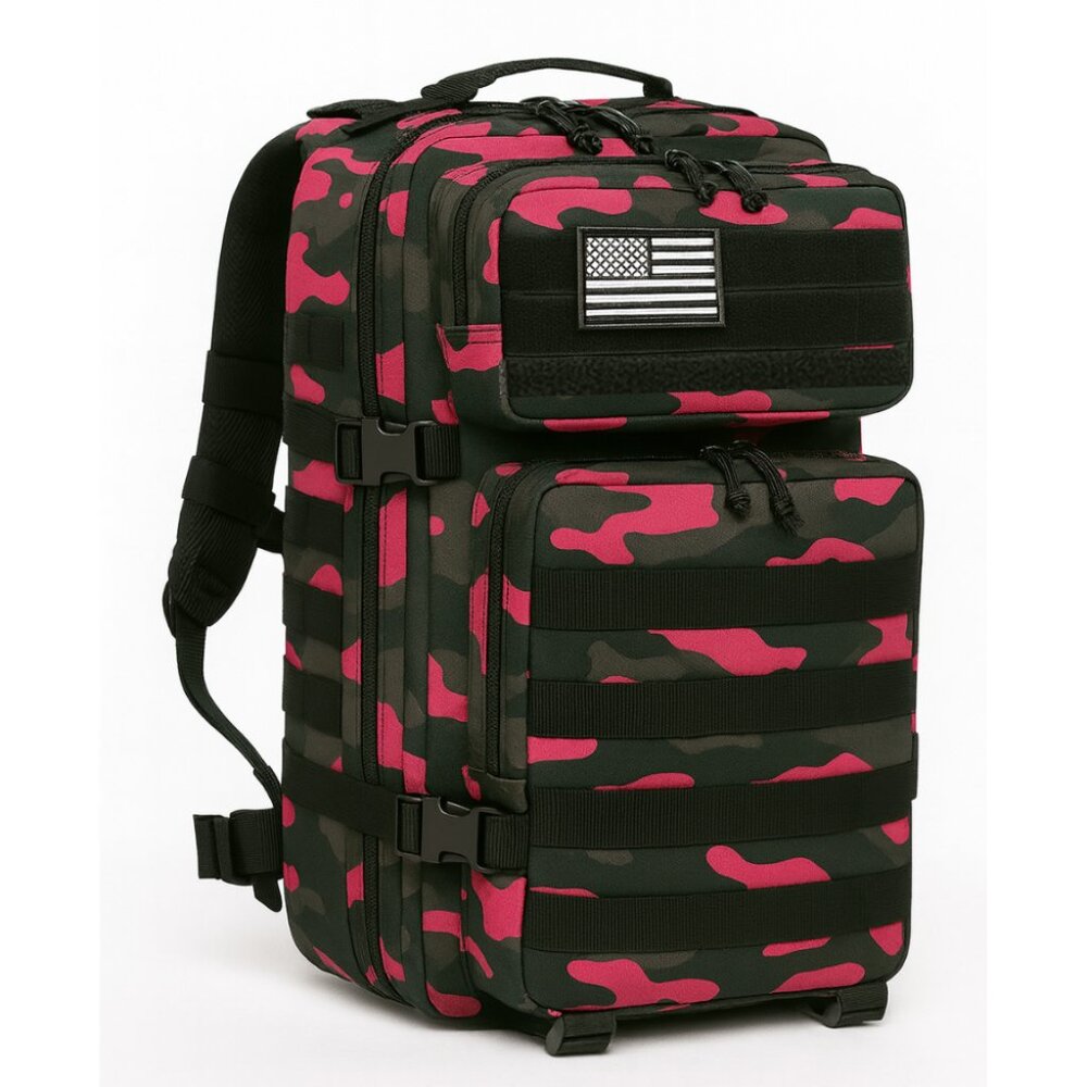 PAKNADA 45L Tactical Backpack Camo Pink Waterproof Multi-Compartment for Hiking